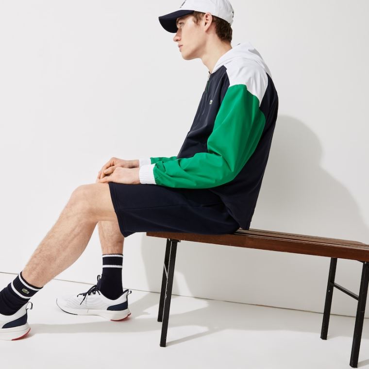 Lacoste SPORT Roland Garros Zip-Up Windbreaker Sötétkék Kék Zöld Fehér | 1ngMCLsT