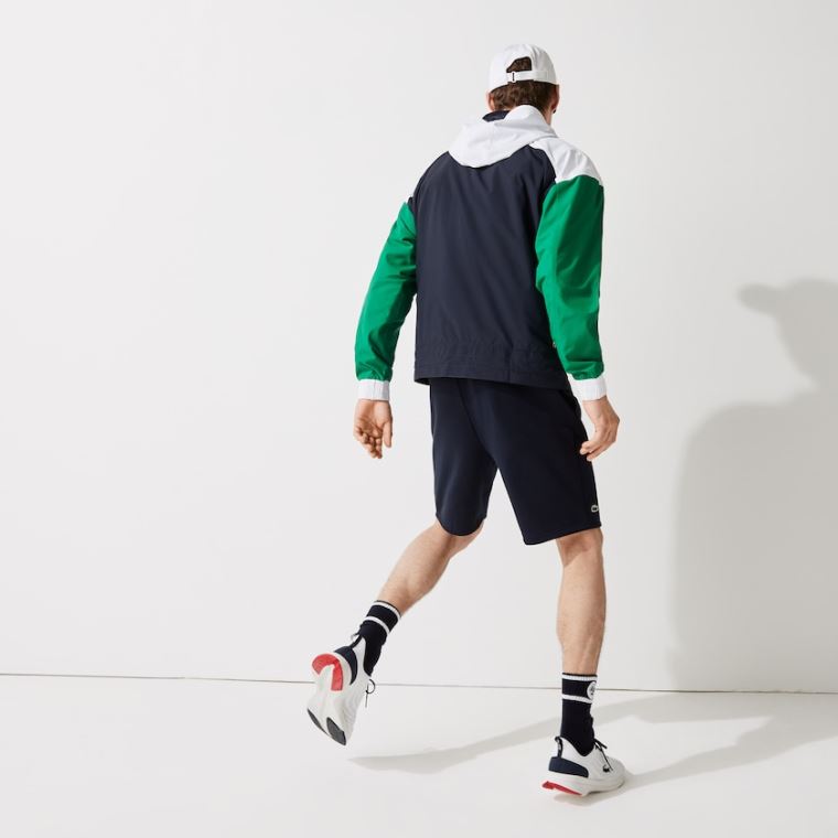 Lacoste SPORT Roland Garros Zip-Up Windbreaker Sötétkék Kék Zöld Fehér | 1ngMCLsT