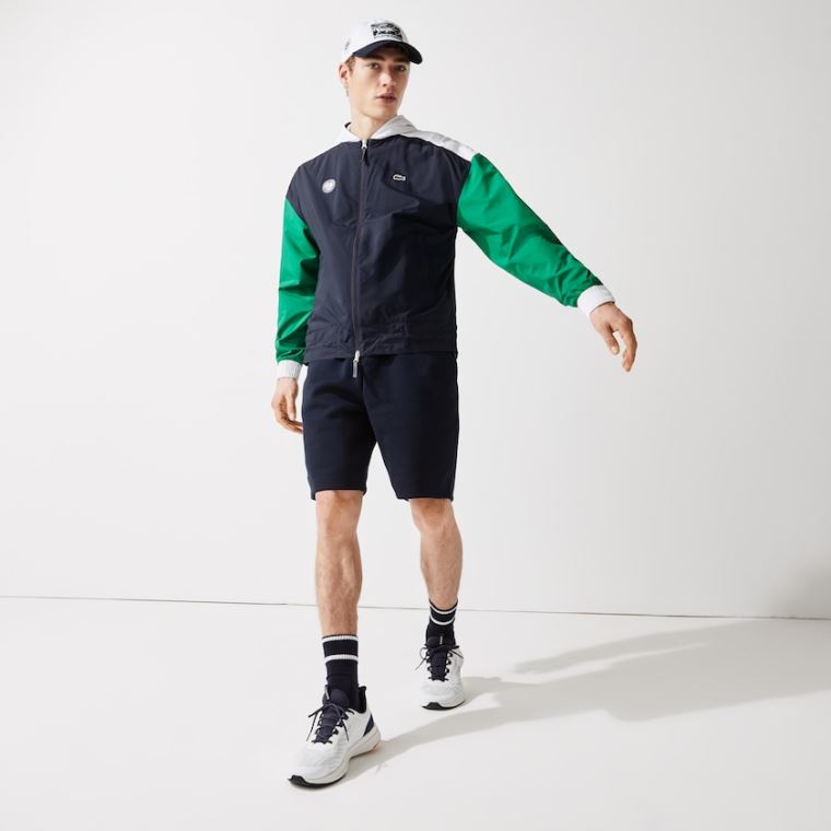 Lacoste SPORT Roland Garros Zip-Up Windbreaker Sötétkék Kék Zöld Fehér | 1ngMCLsT