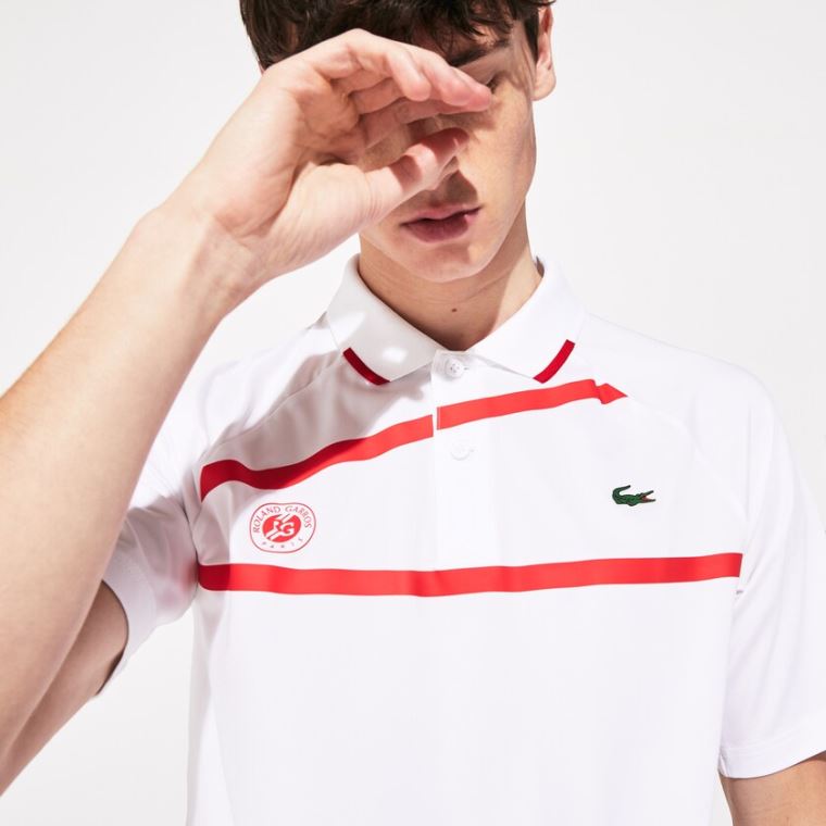 Lacoste SPORT Roland Garros x Novak Djokovic Polo Shirt Fehér Piros | rvbLwrLC