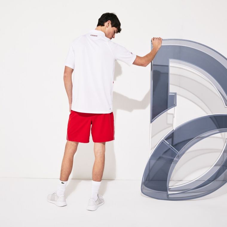 Lacoste SPORT Roland Garros x Novak Djokovic Polo Shirt Fehér Piros | rvbLwrLC