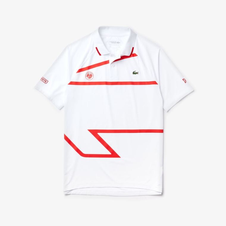 Lacoste SPORT Roland Garros x Novak Djokovic Polo Shirt Fehér Piros | rvbLwrLC