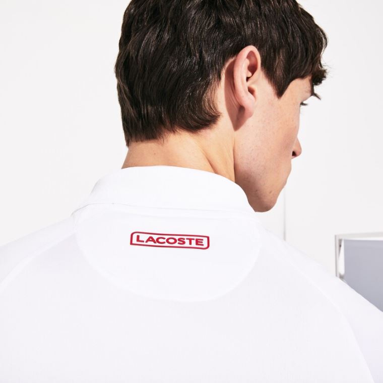 Lacoste SPORT Roland Garros x Novak Djokovic Polo Shirt Fehér Piros | rvbLwrLC