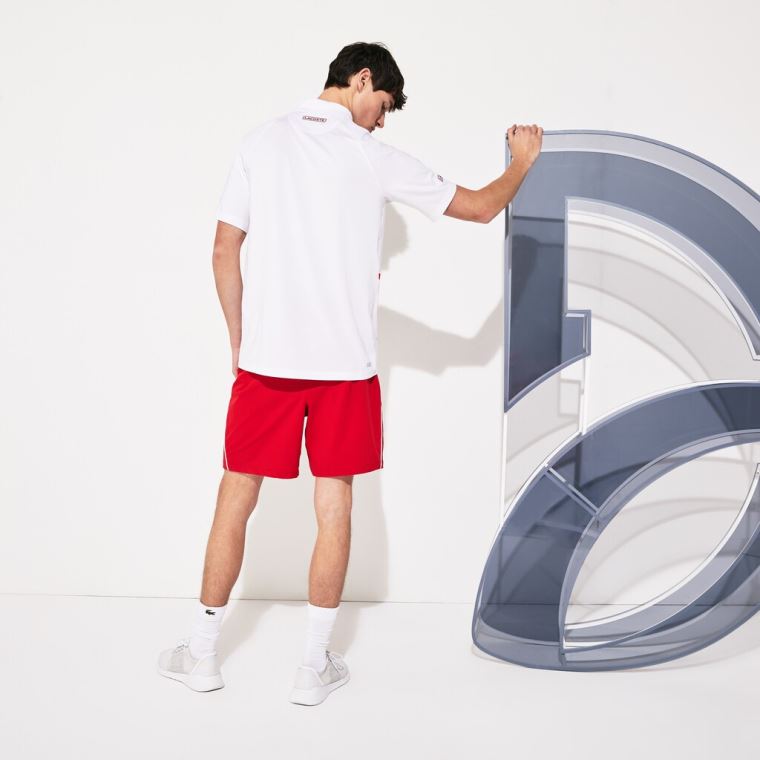 Lacoste SPORT Roland Garros x Novak Djokovic Polo Shirt Fehér Piros | zrrNYREF