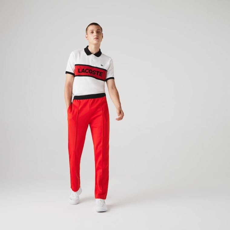 Lacoste SPORT Run-resistant Pleated Tracksuit Pants Piros Fekete Fehér | cfMNhiXl