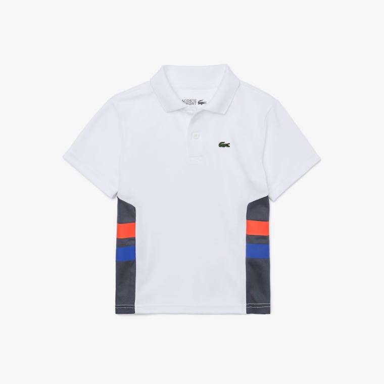 Lacoste SPORT Side Stripe Torna Polo Fehér Sötétszürke Piros Kék | 4ukWyRZm