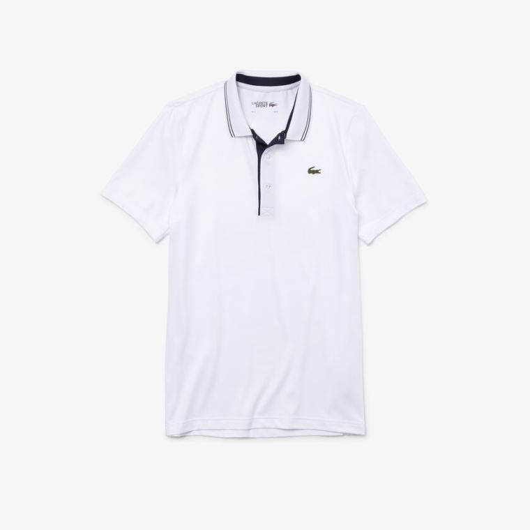 Lacoste SPORT Signature Légáteresztő Golf Polo Shirt Fehér Sötétkék Kék | kSBZVlX0