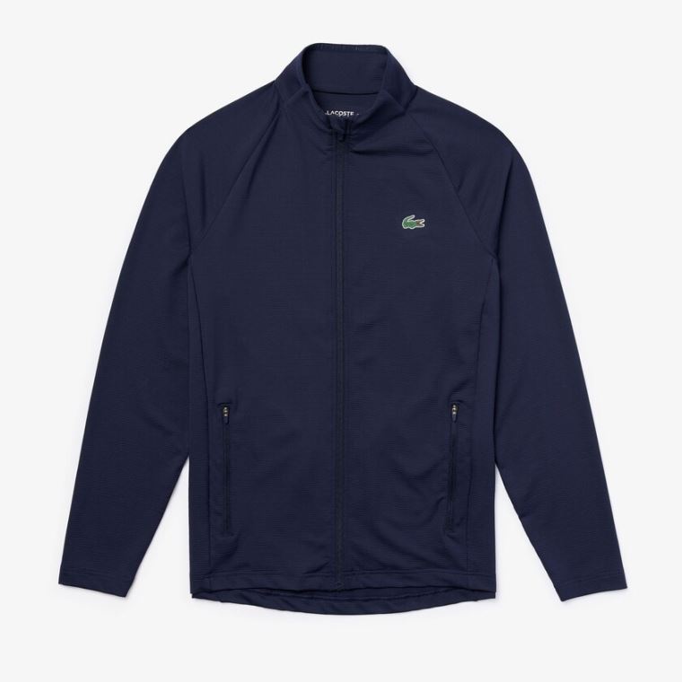 Lacoste SPORT Stretch Ergonomic Zippered Golf Jacket Sötétkék Kék | Es7m5cBJ