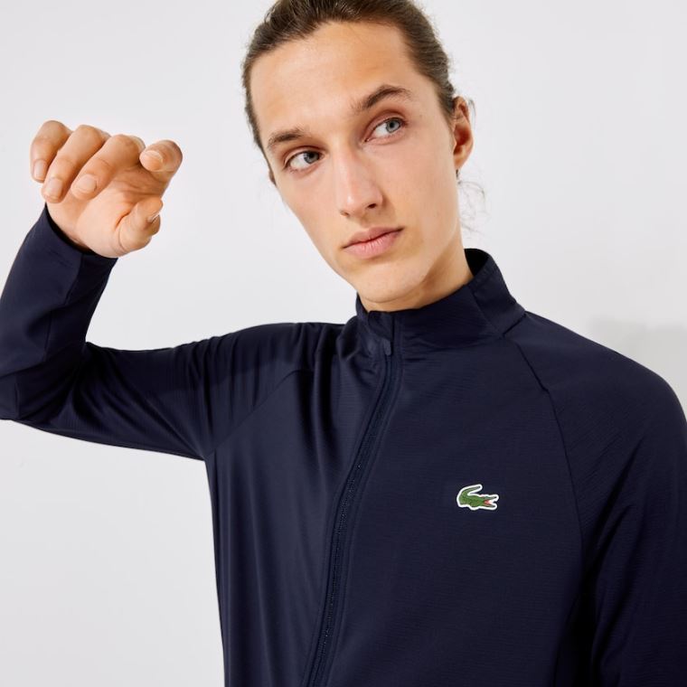 Lacoste SPORT Stretch Ergonomic Zippered Golf Jacket Sötétkék Kék | Es7m5cBJ