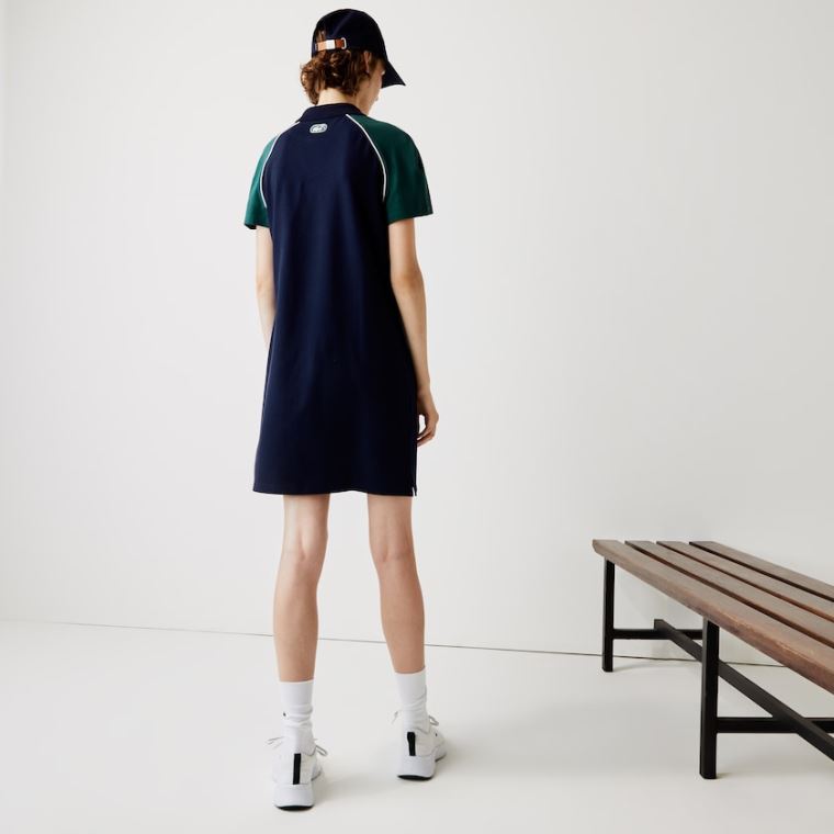 Lacoste SPORT Stretch Pamut Golf Polo Ruha Sötétkék Kék Zöld Fehér | hFVE2tp5