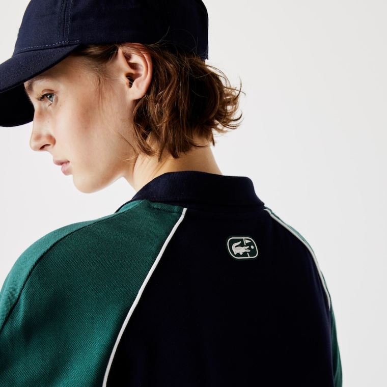 Lacoste SPORT Stretch Pamut Golf Polo Ruha Sötétkék Kék Zöld Fehér | hFVE2tp5