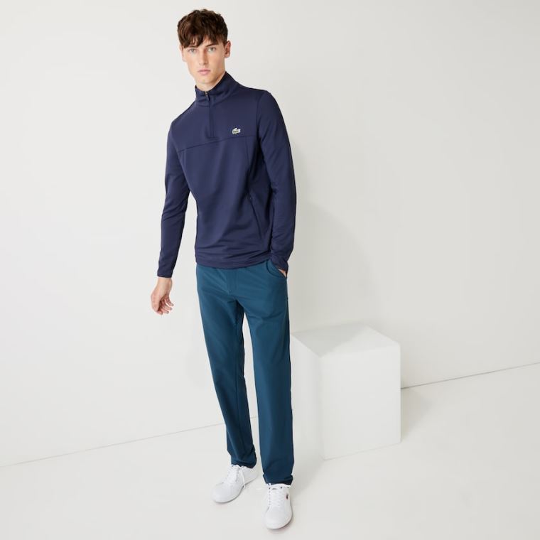 Lacoste SPORT Stretch Zippered Collar Sweatshirt Sötétkék Kék | bSEAIuBc