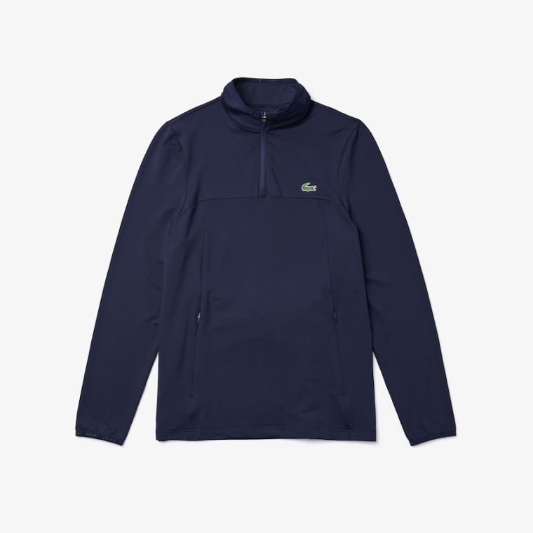 Lacoste SPORT Stretch Zippered Collar Sweatshirt Sötétkék Kék | bSEAIuBc