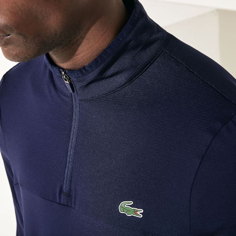 Lacoste SPORT Stretch Zippered Collar Sweatshirt Sötétkék Kék | bSEAIuBc