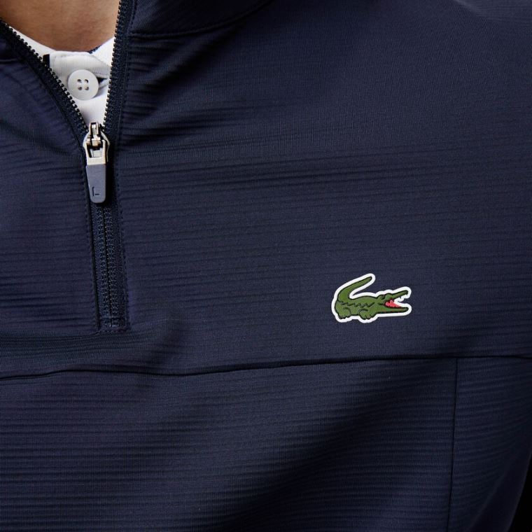 Lacoste SPORT Stretch Zippered Collar Sweatshirt Sötétkék Kék | bSEAIuBc