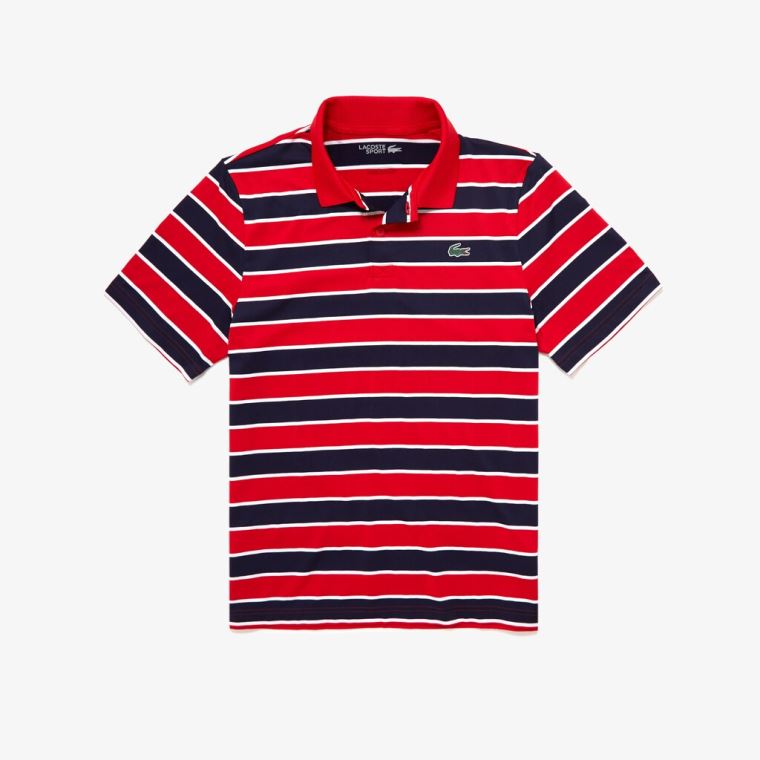 Lacoste SPORT Striped Légáteresztő Golf Polo Shirt Sötétkék Kék Lila | Zb6dhiHI