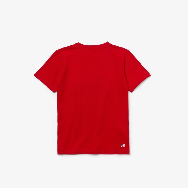 Lacoste SPORT Tenisz Technical Jersey Oversized Croc T-shirt Piros Fehér | Zc5B1TAe