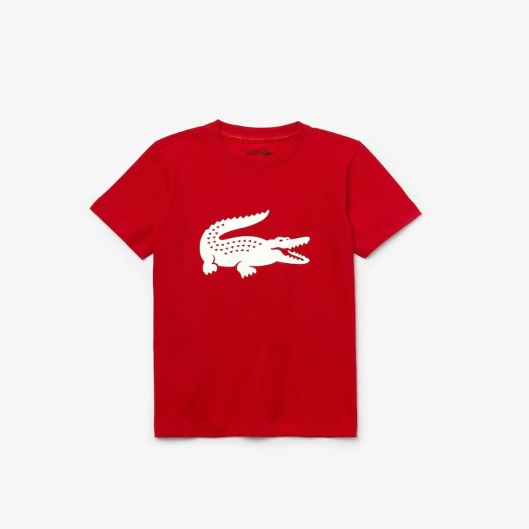 Lacoste SPORT Tenisz Technical Jersey Oversized Croc T-shirt Piros Fehér | Zc5B1TAe