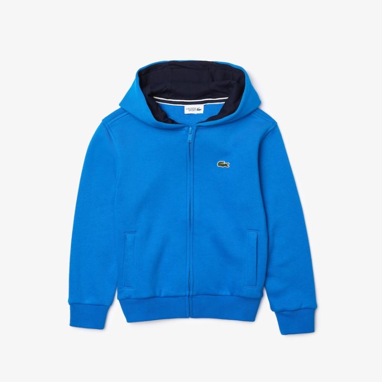 Lacoste SPORT Tenisz Zippered Fleece Sweatshirt Kék Sötétkék Kék | yJzaSBHA