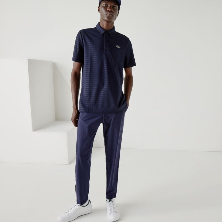 Lacoste SPORT Textured Légáteresztő Golf Polo Shirt Sötétkék Kék | 9WPhGVAs