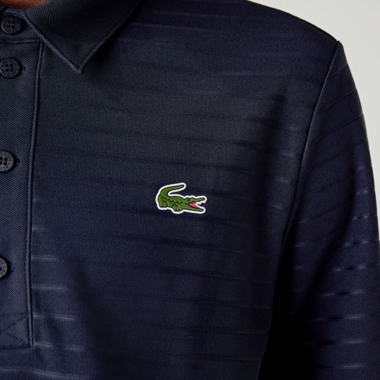 Lacoste SPORT Textured Légáteresztő Golf Polo Shirt Sötétkék Kék | 9WPhGVAs