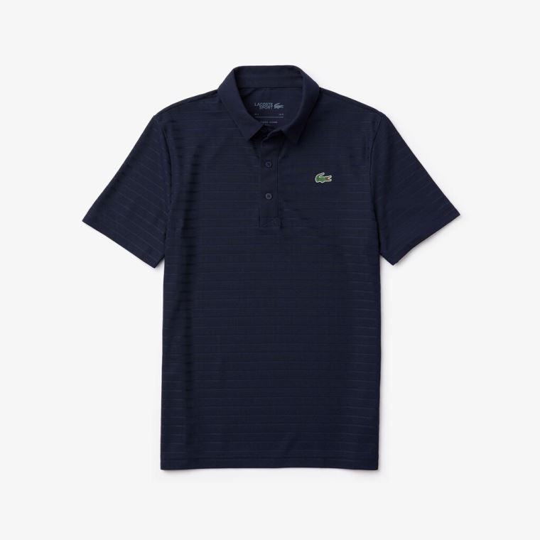 Lacoste SPORT Textured Légáteresztő Golf Polo Shirt Sötétkék Kék | 9WPhGVAs