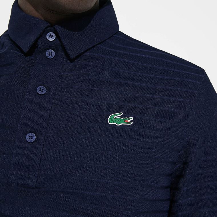 Lacoste SPORT Textured Légáteresztő Golf Polo Shirt Sötétkék Kék | 9WPhGVAs