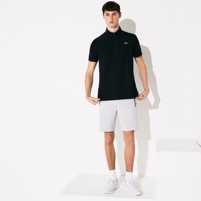 Lacoste SPORT Textured Légáteresztő Golf Polo Shirt Fekete | AXAUcvLx