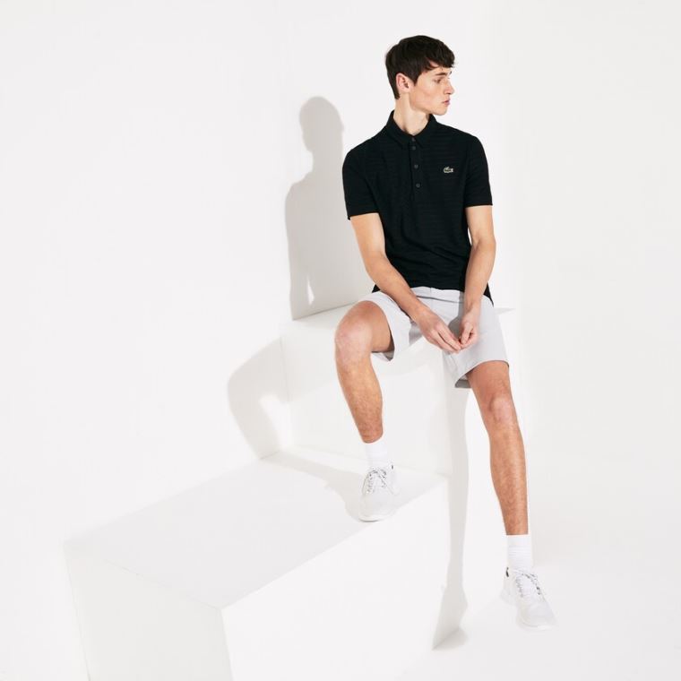 Lacoste SPORT Textured Légáteresztő Golf Polo Shirt Fekete | AXAUcvLx