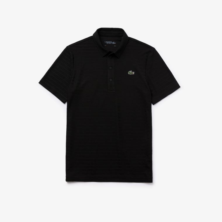 Lacoste SPORT Textured Légáteresztő Golf Polo Shirt Fekete | OwQzyw0C