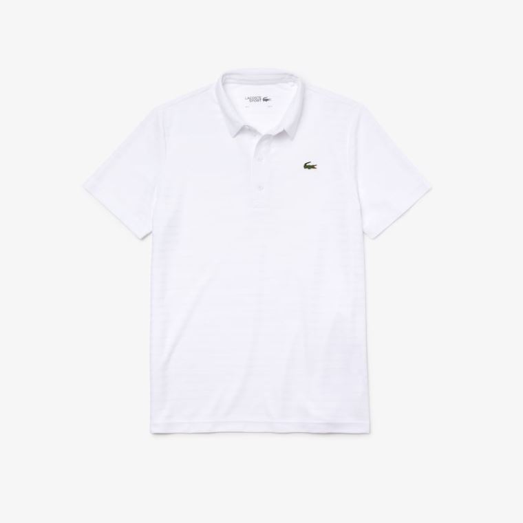 Lacoste SPORT Textured Légáteresztő Golf Polo Shirt Fehér | WZPgnNGX