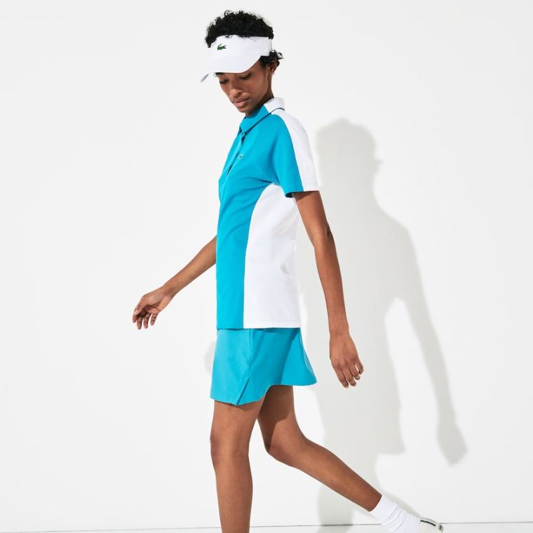 Lacoste SPORT Two-Tone Stretch Pamut Piqué Golf Polo Shirt Türkiz Fehér | omNAuVSA