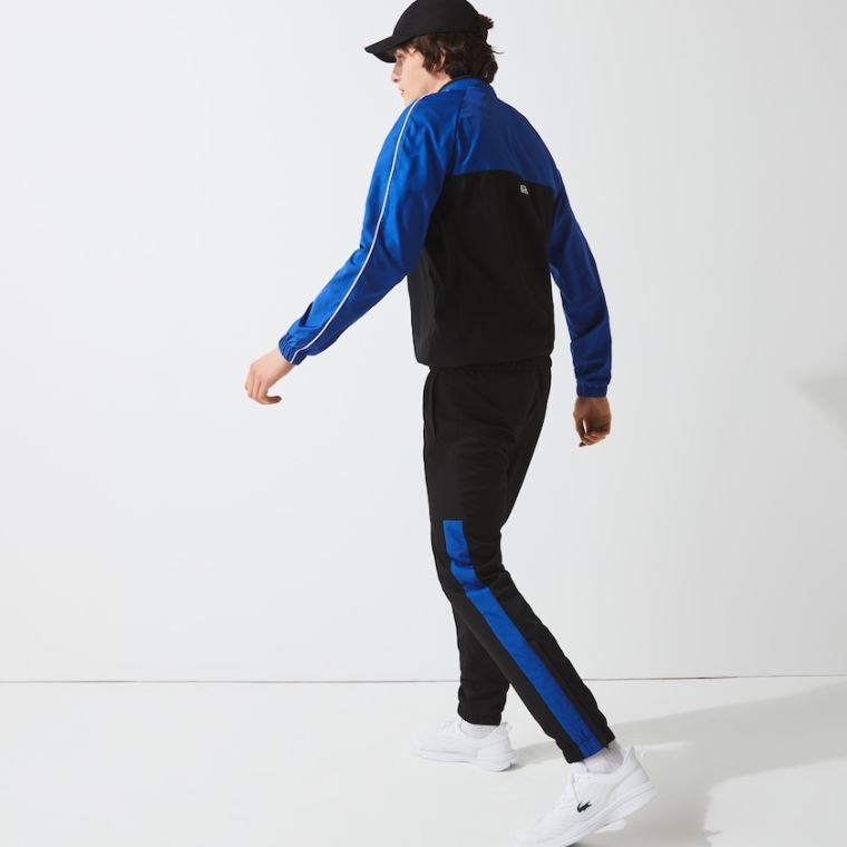 Lacoste SPORT Two-Tone Tenisz Tracksuit Fekete Kék Fehér | 7ORv17e6