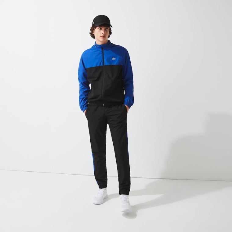 Lacoste SPORT Two-Tone Tenisz Tracksuit Fekete Kék Fehér | 7ORv17e6