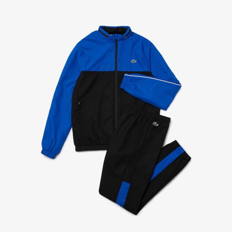 Lacoste SPORT Two-Tone Tenisz Tracksuit Fekete Kék Fehér | 7ORv17e6