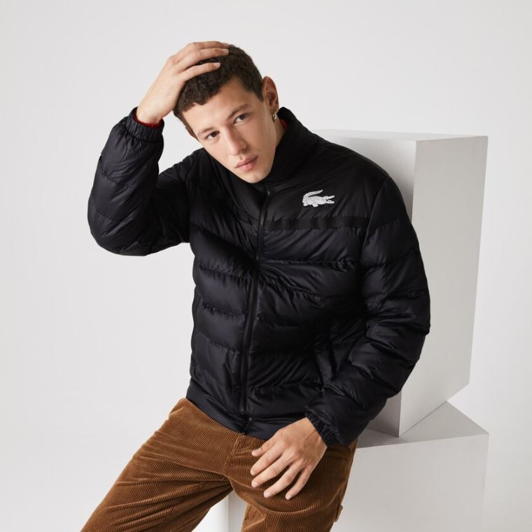 Lacoste SPORT Two-Tone Vizi-Resistant Quilted Jacket Sötétszürke Fekete | SQOcWkCt