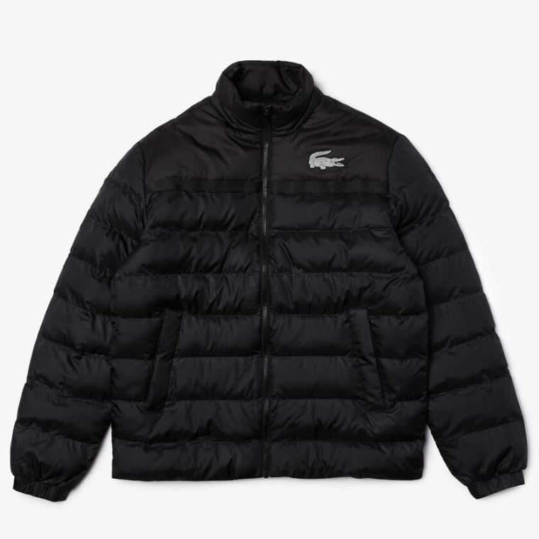 Lacoste SPORT Two-Tone Vizi-Resistant Quilted Jacket Sötétszürke Fekete | SQOcWkCt