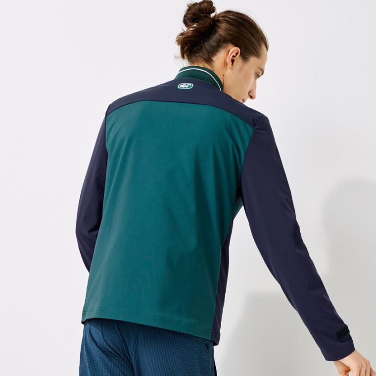 Lacoste SPORT Two-Tone Zippered Golf Sweatshirt Zöld Sötétkék Kék Fehér | wLBc9vAc