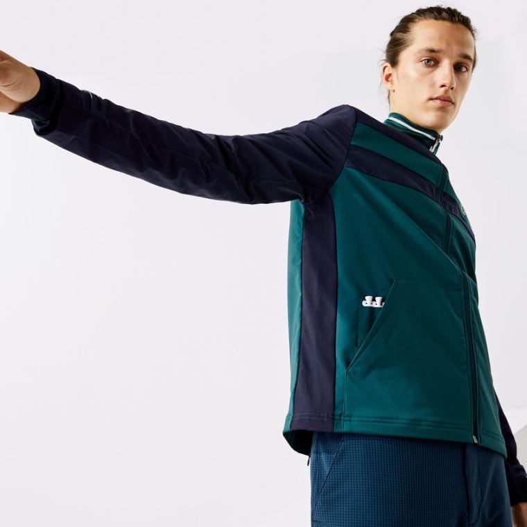 Lacoste SPORT Two-Tone Zippered Golf Sweatshirt Zöld Sötétkék Kék Fehér | wLBc9vAc