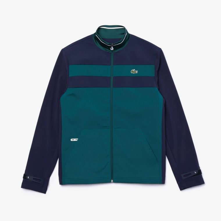 Lacoste SPORT Two-Tone Zippered Golf Sweatshirt Zöld Sötétkék Kék Fehér | wLBc9vAc