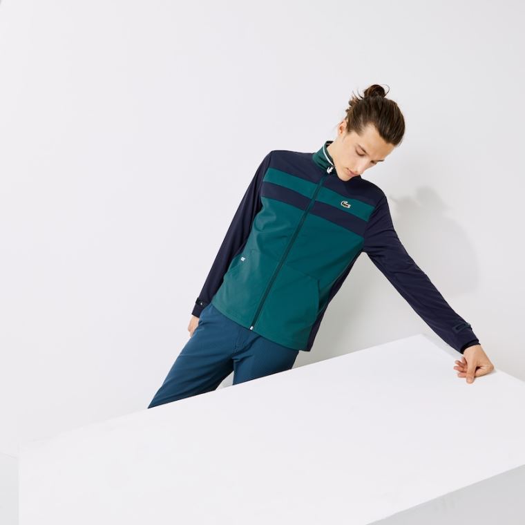 Lacoste SPORT Two-Tone Zippered Golf Sweatshirt Zöld Sötétkék Kék Fehér | wLBc9vAc