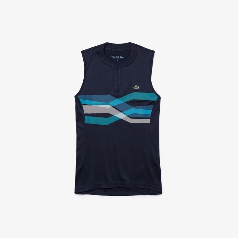 Lacoste SPORT Ultra Dry Geometric Print Performance Polo Sötétkék Kék Türkiz Kék Fehér | oRO8vvez