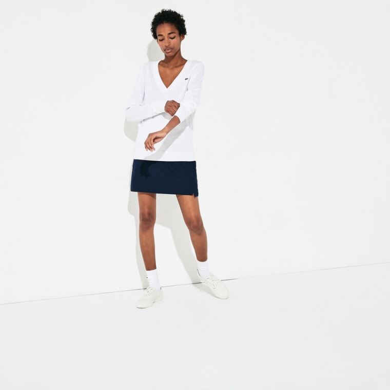 Lacoste SPORT V-neck Pulóver Fehér | QrjgThag