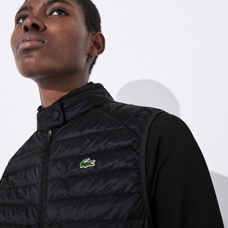 Lacoste SPORT Vizi-Resistant Quilted Technical Golf Vest Fekete | 5TaWCufZ