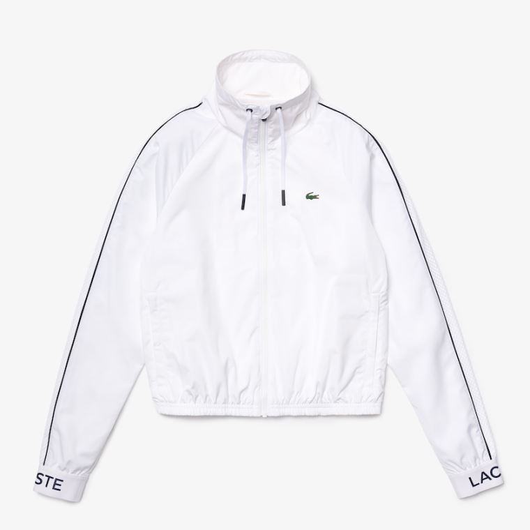 Lacoste SPORT Vizi-Resistant Zip Tenisz Jacket Fehér Sötétkék Kék | 7yF1B45T