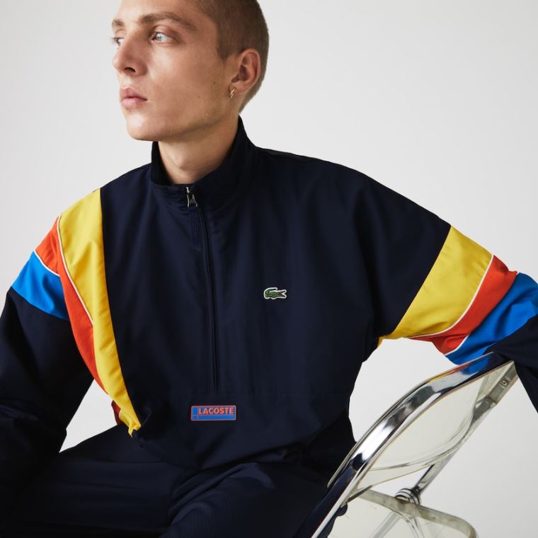 Lacoste SPORT Zip Neck Könnyű Vizi-Resistant Jacket Sötétkék Kék Kék Piros Sárga | o8FPWOe8