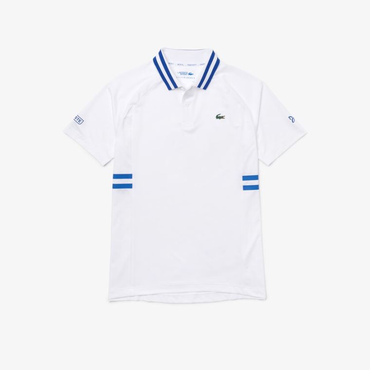 Lacoste SPORT x Novak Djokovic Légáteresztő Ultra-Dry Polo Fehér Kék | BjZEFqGv