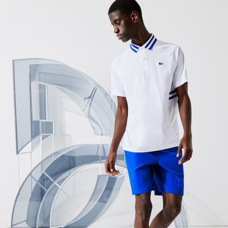 Lacoste SPORT x Novak Djokovic Légáteresztő Ultra-Dry Polo Fehér Kék | BjZEFqGv