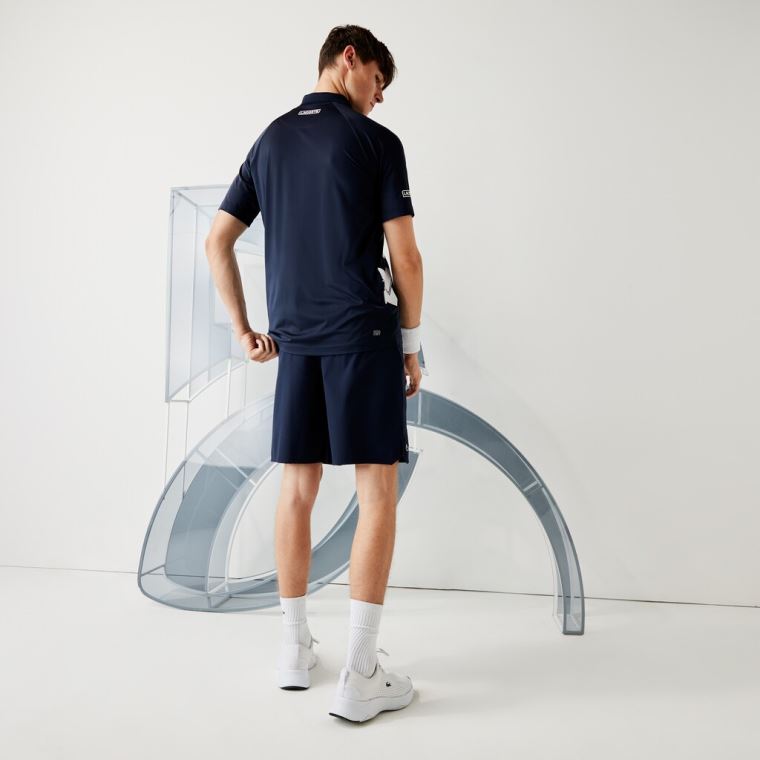 Lacoste SPORT x Novak Djokovic Légáteresztő Jersey Polo Shirt Sötétkék Kék Fehér | COBTJiZg