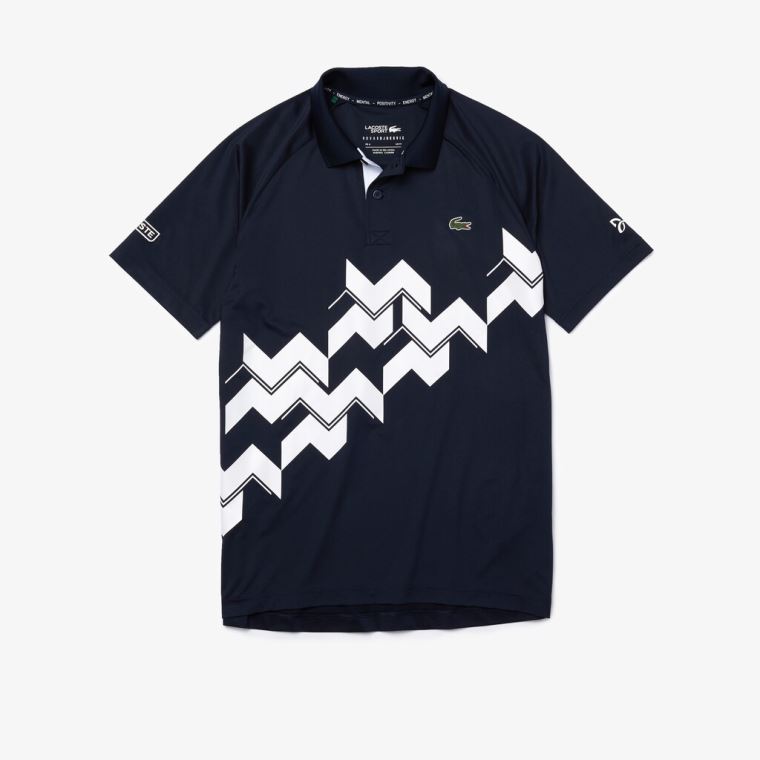 Lacoste SPORT x Novak Djokovic Légáteresztő Jersey Polo Shirt Sötétkék Kék Fehér | COBTJiZg